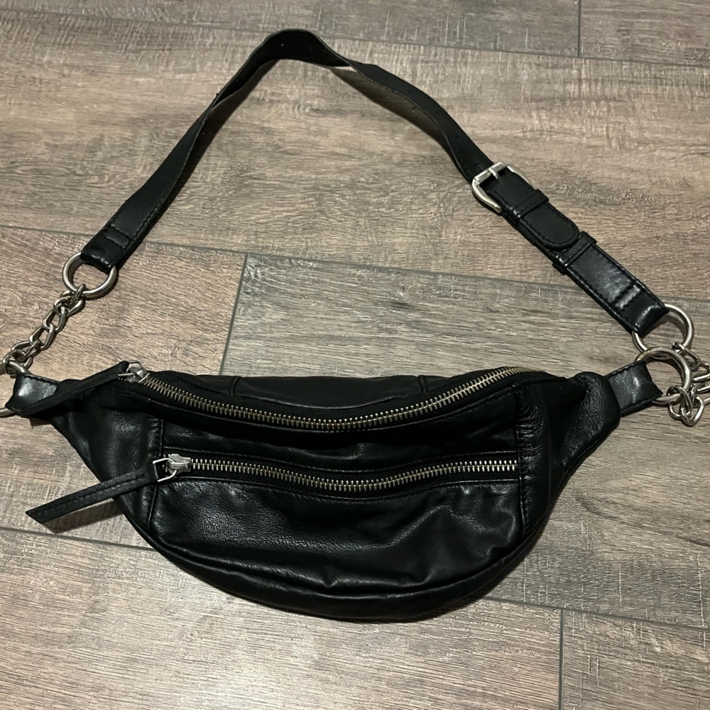 Free People Black Leather Fanny / Sling - Picture 3 of 5